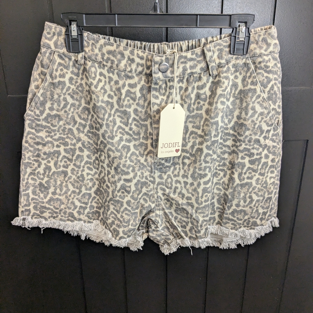 JODIFL Animal Print Jean Shorts